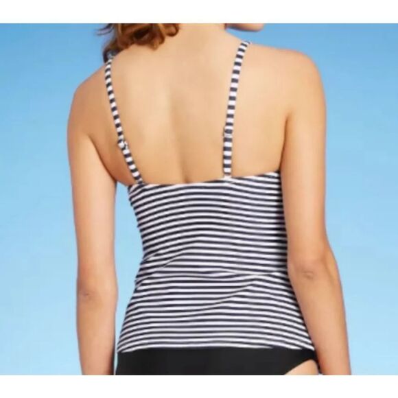 Kona Sol Striped Tankini Top Oxford Blue White Large - Picture 2 of 9